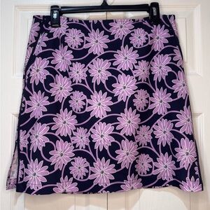 Floral Mini Skirt - Purple and Black